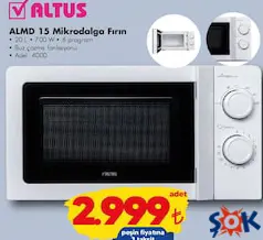 ALTUS ALMD 15 MİKRODALGA FIRIN fiyat ve kampanya bilgisi